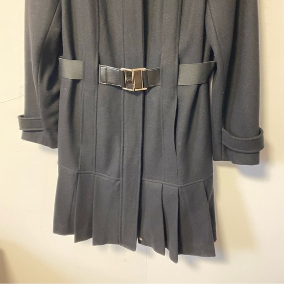 Calvin Klein Black Wool Coat Tailored Midi Trench Old Money Womens 10 Medium - Picture 8 of 14